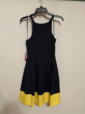 Vince Camuto Black Dress with Yellow Hem Midi